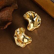 Natural Geometric Earrings | Asymmetrical Artistic Accessory | Modern And Sophisticated Feminine Style - Vàng - Xem 2