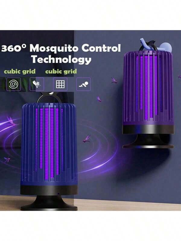 USB Powered Silent Mosquito Lamp, Mosquito Repellent Lamp, Electronic Repeller - Purple Lighting, Dual Sensor Technology, Ultraviolet Light Attracts Mosquitoes, 360-Degree Large Area Protection, Made Of ABS Material, Suitable For Outdoor And Bedroom Use, Protects Sleep, Essential For All Seasons, A Must-Have Mosquito Catching Device.