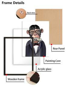 1/3Pcs, Optional Frame, Monkey Canvas Wall Art Deco, Classic, Modern Styles - Animal Theme Ink Art Prints - Indoor & Outdoor Use, Home Office, Living Room, Bedroom, Bathroom, Restaurant Decor - Spring & Summer Seasonal