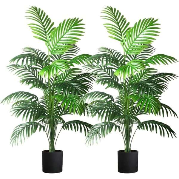 1/2PCS Artificial Phoenix Palm Tree With Tall Stems And Large Leaves, Suitable For High-End Indoor/Outdoor Decoration - Perfect For Weddings, Hotels, Gardens, Courtyards, Photography, Halloween, And - Gorgeous Green Plant Decoration (Without Pots)