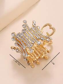 3个/套 情人节女士金色圆形水钻发夹，可固定高马尾，防滑，适合日常佩戴、居家、户外、通勤，优雅礼物，适合女孩上学佩戴，女士发饰，优雅爪夹 - 彩色 - 查看 6