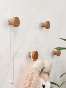 1/2/4 Piezas Ganchos de pared de madera fáciles de instalar, ganchos de montaje en pared con formas geométricas para colgar ropa, abrigos, sombreros, bufandas, toallas en el dormitorio, tiradores de gabinete de madera autoadhesivos creativos para decoración del hogar, baño, organizador de baño, decoración de otoño, de vuelta a la escuela