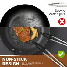 600ºF Heat Resistant Kitchen Tongs, Premium Locking Cooking Tongs With Silicone Tips, Non-Slip Food Tongs For Cooking, Non-Stick, Heavy Duty Stainless Steel Handle, Set Of 3-7" 9" And 12" - Multicolor - View 6