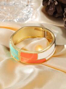 1pc Minimalist Vintage Boho Chic Zinc Alloy Colorful Resin Chunky Cuff Bracelet For Women, Nightclub Office Daily And Street Style Opulent Statement Piece Jewelry,Festival Gift For Wedding Valentine's Day Mother's Day Birthday