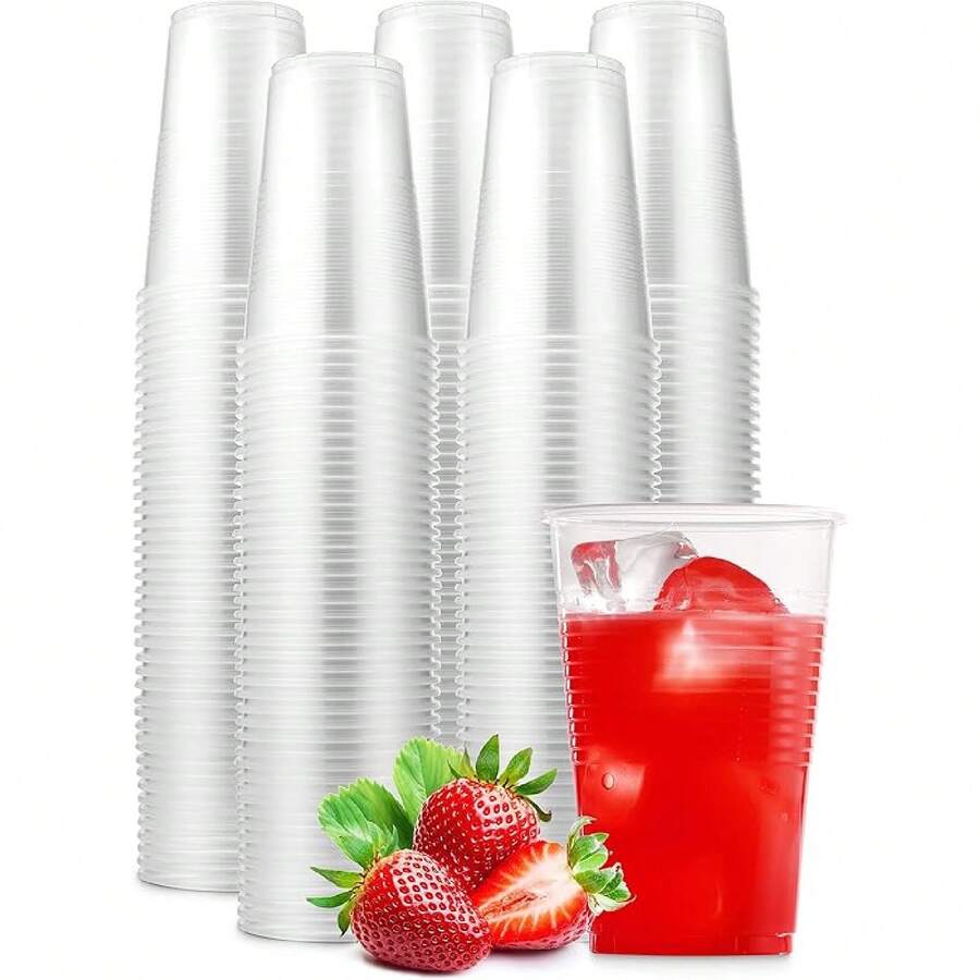Pack 16 Oz Clear Plastic Cups, Disposable Drinking Cups, Plastic Party Cups, Transparent Plastic Cups Bulk For Birthday Parties, Picnics, Ceremonies, And All Events-Yl - 16 OZ - View 1