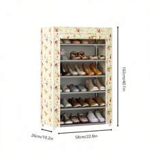 6/9 Andares Sapateira com Capa Protetora, Sapateira de Tecido Não Tecido Economizadora de Espaço, Alta Capacidade, Fácil Montagem, Adequada para Entrada, Armário Portátil de Sapatos, Estante de Armazenamento, para Casa e Dormitório, Material de Metal e Plástico, Fica no Chão, Sem Madeira, Sem Bateria Necessária