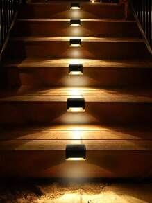 4 قطع/12 قطعة/16 قطعة أضواء لسلم/درجات خطوة شمسية، أضواء للتخييم الخارجي، أضواء لسلالم الحديقة الخارجية بنظام التحكم بالإضاءة، أضواء سطح شمسية لحديقة الفناء، السلالم الأرضية، السياج ،الشرفة، مسار الحفل الزفاف