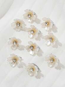 10个装花朵发饰，精致小巧的花朵发夹，发爪可用于盘发、侧发或后发，发饰，美发工具，美容配件，女士卷发发饰，秋季，旅行，美发工具，女士配饰，发饰，秋季，发饰，女士发饰，旅行，发饰，女士配饰，发饰，女士发饰，美发工具，发饰，发饰，美容配件，礼物，旅行，女士礼物，发饰，圣诞礼物 - 白色 - 查看 8