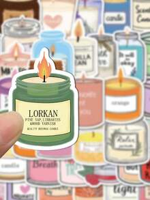 SCXXBSW 50pcs Candle Aromatherapy Cartoon Graffiti Stickers Decorative Handbooks Water Cups Notebook Luggage Waterproof Stickers - Multicolor - View 6