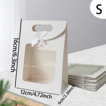 8pcs White Kraft Paper Bags With Clear Window, Upright Gift Bags Bulk With Handle, Paper Gift Bags, White Shopping Bags, Bowknot Gift Wrapping Bags, Suitable For Wedding, Bridal Shower, Birthday, Holiday, Christmas Party, Retail Shop, Brown