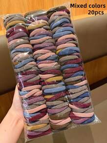 300/100 Peças Conjunto de Faixas de Cabeça Bohemias Vintage - Faixas de Cabeça sem Costura de Alta Elasticidade, Elásticos para Rabo de Cavalo, Conjunto de Faixas de Cabeça Sólidas de Cores Mistas para Meninas