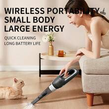 High-Power Convenient Vacuum Cleaner, Handheld Wireless, Large Suction, Household, Car Vacuum Cleaner, Portable Vacuum Cleaner - White - View 4