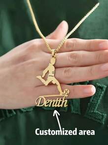 Colar com pingente personalizado com nome de jogador de futebol - Aço inoxidável dourado com estampa de futebol, presente perfeito para fãs de futebol, joias esportivas unissex para o dia a dia, artesanato de qualidade, estilo de carta de volta às aulas