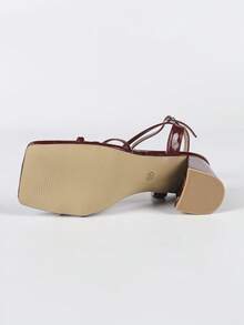Women's High Heel Sandals, Burgundy, Square Toe Chunky Heel, Fashion Elegant Formal Shoes, Suitable For Parties And Galas - Burgundy - View 10