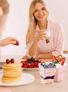 5 Oz Plastic Dessert Cups With Lids, Yogurt Parfait/Appetizer Cups With Lids For Parties, Mini Dessert Cups With Spoons, Pudding, Fruit And Ice Cream Dessert Cups