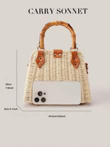 Bolso cruzado para mujer, bolso de playa trenzado de paja 2025, bolsos hechos a mano de verano, bolso de mimbre y ratán, accesorios de vacaciones, 1 pieza de bolso de mano y cruzado tejido de paja, esenciales de vacaciones, esenciales de viaje