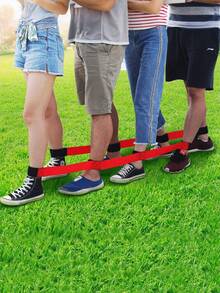 1 件 4 人巨型步接力赛游戏，尼龙多人腿带助行器带储物袋，运动主题户外派对乐趣，适合团队建设、野外活动日、野餐、家庭后院活动，适合婚礼、生日、毕业典礼、成人礼、圣诞节、万圣节、复活节、感恩节 - 无需电力 - 多色 - 查看 3