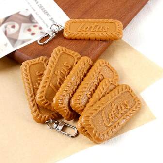 2 יחידות מחזיקי מפתחות בסגנון עוגיות קרמל מציאותיים, תליון קישוט אוכל מצחיק, מחזיק מפתחות יצירתי לשקית חטיפים/רכב, מתנת חזרה לבית הספר/יום הולדת