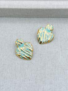 Irregular Enamel Flower Pendant Earrings, Unique Colorful Petal Leaf Declaration Perforated Earrings, Exquisite And Sweet Jewelry Gifts, Suitable For Young Girls