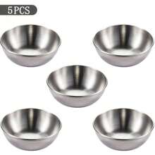 3/5/10pcs Set Stainless Steel Mini Independent Seasoning Bowls, Round Seasoning Dishes, Sushi Dipping Sauce Bowls, Appetizer Dishes,School Supplies