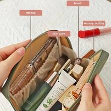 1 pieza Bolsa de maquillaje con cremallera minimalista, práctica y portátil para cosméticos, para viajes, uso al aire libre, artículos esenciales diarios, vacaciones de verano, regreso a la escuela, bolsa para la escuela, bolsa de viaje para mujeres