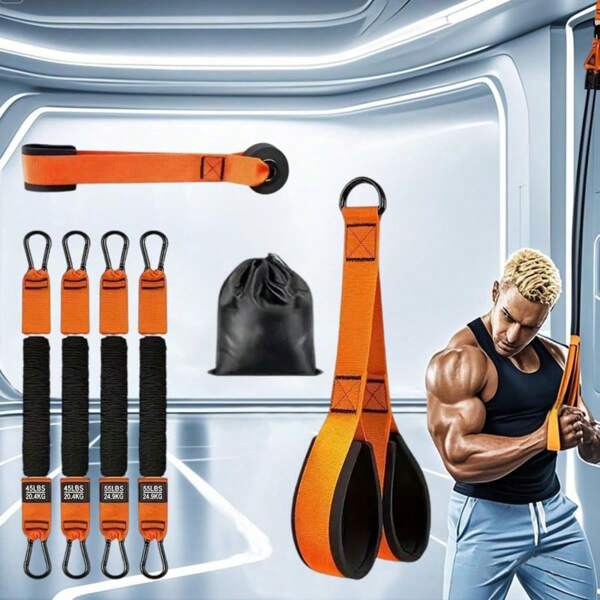 Set de bandas de resistencia de látex ajustables de uso intensivo con ancla de puerta, equipo de entrenamiento de fuerza de brazos, accesorios de bandas de resistencia elástica, gimnasio