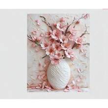 1 pezzo Pittura su tela decorativa con fiori rosa affascinanti in un vaso, decorazione domestica, decorazione d'arte per la stanza, opzione cornice per parete