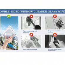 1pc Dosao ProClean Magnetic Window Wiper - Double-Sided Glass Cleaner Tool With Strong Magnetic Hold, Durable Plastic For High-Rise Windows, Car Windshield, Living Room, Bedroom & Bathroom - Effortless Streak-Free Cleaning, Home Glass Cleaning | Ergonomic Window Wiper | Efficient Cleaning Design, Windshield Cleaner
