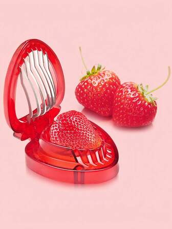 1/2 piezas Cortador de fresas, Cortador de frutas, Cortador de frutas y huevos DIY para niños, Cortador de verduras y fresas con hoja de acero inoxidable, Apto para decoración de postres y pasteles