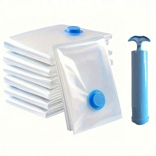 Vacuum Storage Bag With 1 Hand Pump, Portable Plastic Travel Bag Clothes Storage Bag, For Blankets, Bedding, Clothes, Quilts, Duvets, Ideal Home Supplies, Storage Essentials Space Saver Bags Bag For School School Accessories School Stuff