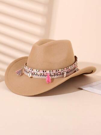 1pc Kids Western Cowboy Hat, Girls Solid Color Trilby Hat, Suitable For Holiday Parties, Gatherings, Outings, Etc.