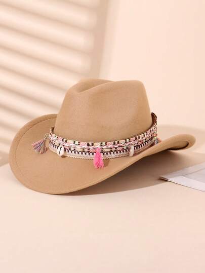 1pc Kids Western Cowboy Hat, Girls' Solid Color Soft Felt Hat, Suitable For Holidays, Parties, Outings And Other Occasions
