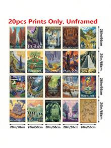 BAEMEFLE 1/3/20 Tranh in trên vải bố, chủ đề du lịch Tolkien, áp phích du lịch cổ điển vùng Trung Địa, trang trí phòng, tranh treo tường, trang trí phông nền sofa phòng khách, trang trí hành lang, trang trí nhà cửa, trang trí phòng ngủ, trang trí phòng tắm, trang trí phòng, trang trí văn phòng, trang trí trường học, quà tặng nghệ thuật - Nhiều màu - Xem 32