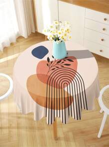 1 pièce Nappe de style bohème avec imprimé géométrique, nappe rectangulaire/ronde moderne en polyester imperméable, avec impression numérique, convient pour le salon, la maison, la table de repas extérieure, la petite table ronde