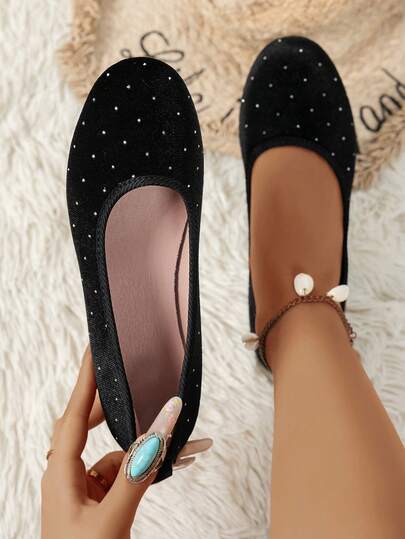 New Vintage Design Flat Low Heel Strap With Crystal Decor Mary Jane Shoes, Casual, Walking, Dancing Suitable For Women