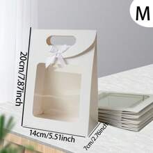 8pcs White Kraft Paper Bags With Clear Window, Upright Gift Bags Bulk With Handle, Paper Gift Bags, White Shopping Bags, Bowknot Gift Wrapping Bags, Suitable For Wedding, Bridal Shower, Birthday, Holiday, Christmas Party, Retail Shop, Brown