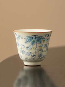 1 Stück/1 Set Ru-Brennöfen blühende Blumen Teetasse, Keramikmaterial, luxuriöser retromoderner Kung-Fu-Tee-Zeremonie-Becher, elegante Teetasse zum Empfangen von Gästen und Freunden, Geschenkbox-Verpackung zum Verschenken, geeignet für Nachmittagstee und Kaffee zum Schulbeginn