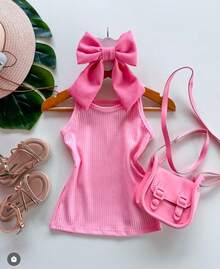 Blusa Infantil Regatas Para Meninas de 2 a 9 Anos Kit com 3 - Multicolorido - Visão 3