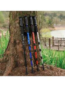 超轻可调节登山杖，符合人体工程学的 T 形手柄和减震系统 - 耐用铝合金材质，握感舒适，适合徒步旅行 - 彩色 - 查看 4