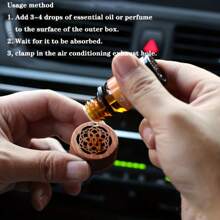 Portable Wooden Car Diffuser With Geometric Pattern - Mini Natural Wood Grain Essential Oil Diffuser, Convenient Air Vent Clip Installation, Eid Al-Fitr Auto Accessory Decoration