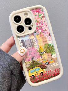 1 Stück modische personalisierte Ditsy Blumen, Architektur und Mosaik Muster weißes dickes kratzsicheres und fingerabdruckfestes weiches Handyhülle kompatibel mit iPhone 16/16Pro/16Plus/15/15ProMax/15Pro/11/12/13/14ProMax/11Pro/11ProMax/12Pro/12ProMax/13Pro/13ProMax/14Pro/14ProMax/16ProMax/16/16Pro/16Plus, minimalistisches und kreatives Design