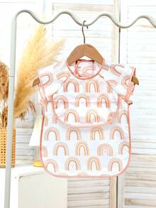 1 pieza Babero de alimentación para bebé, con bolsillo, ajustable, impermeable, sin mangas, babero de dentición - Multicolor - Ver 2