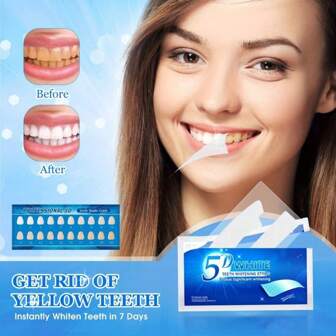 7pcs/Set 5D Transparent Smile Teeth Whitening Strips, Easy To Use, Non-Allergenic, Suitable For Daily Wear