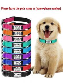 Personalized Reflective Dog Collar With Engraved ID Tag, Custom-Made Nylon Dog Collar With Leash Clip, Noiseless Design, Dog Outdoor Accessory And Decoration - Multiple Sizes Fit Large, Medium And Small Pets. A Good Gift For Pets.,Vacay Vibes Ornamental,Engraved Stylish,Fashion,Colorful,Vintage,Cute,Contracted,Cuties Custom,Unique,Customized,Personalized Pet For Anniversaries,For Birthdays,Customized Pet Collars, Leashes & Harnesses,Pet Lovers - Multicolor - View 2