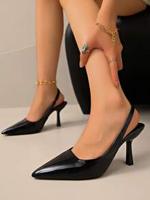 Nuevos zapatos de tacón alto de moda 2025, tacones finos de 8,5 cm con punta puntiaguda, diseño clásico - Negro - Ver 3