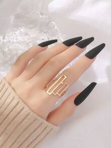 New European And American Fashion Hollow Asymmetrical Square Criss-Cross Finger Ring, Stylish Commuting Personalized Design Mood Ring - Multicolor - View 9