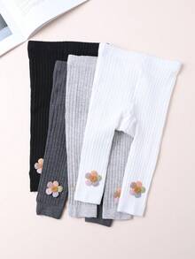4 件套女童纯色七分紧身裤，适合小女孩，四季皆宜 - 彩色 - 查看 6