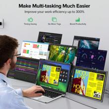 Uperfect UPERFECT 14" 2K Tragbarer Laptop-Bildschirm Erweiterer Dreifach-Monitor-Setup | Plug & Play | Ultraflaches Design