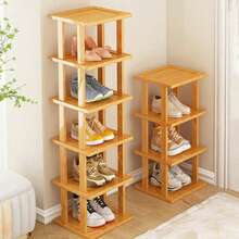 DIY Vertical Bamboo Wood Shoe Rack - Multi-Functional Vertical Storage Rack, Space-Saving Home Organizer For Various Rooms, Wood Board Structure - Multicolor - View 6