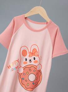 3 piezas Camisones de algodón para niñas, vestidos de pijama con estampado de dibujos animados lindos, pijamas livianos de ropa de casa para verano